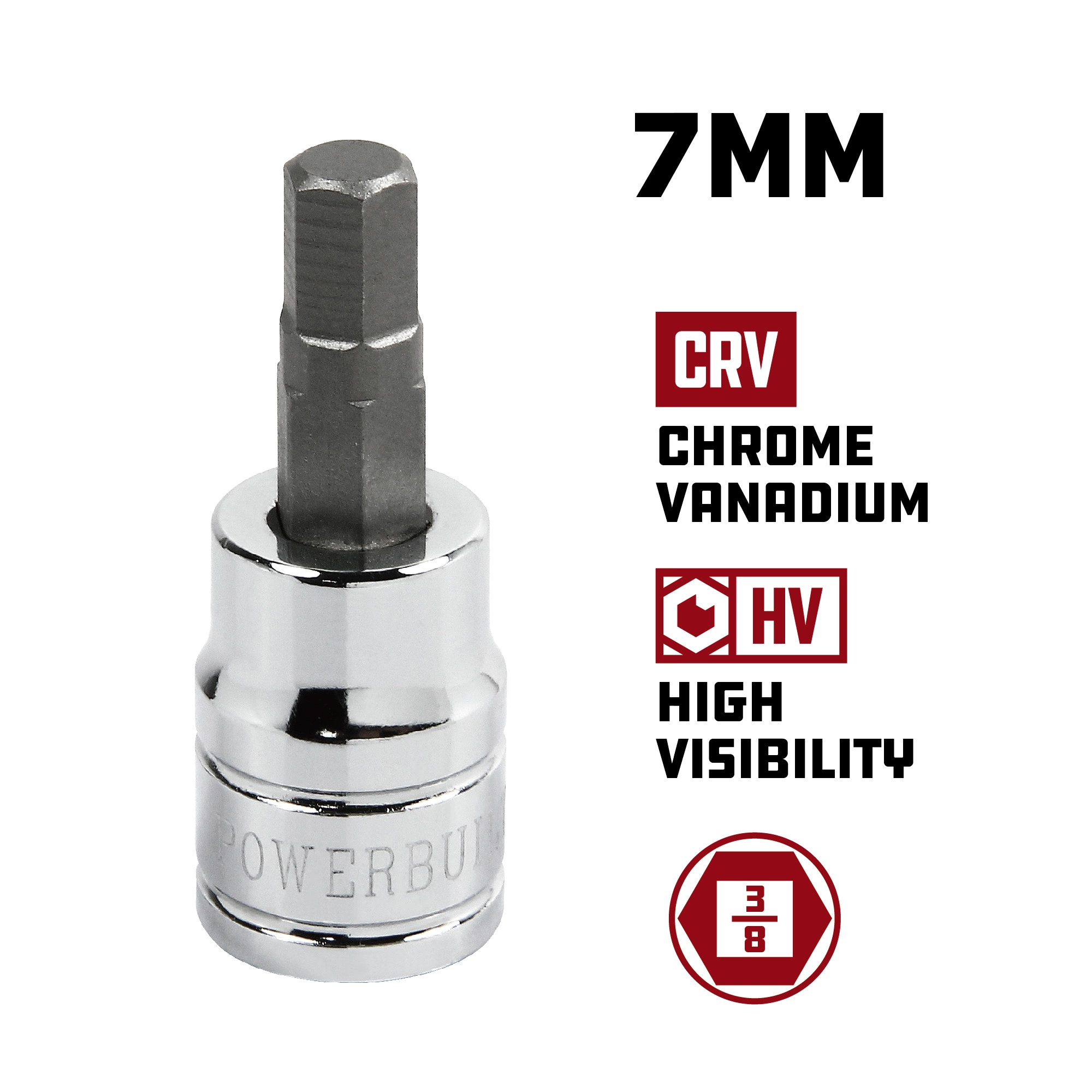 Powerbuilt 3/8 Inch Drive x 7MM Hex Bit Socket - 648664 5 Powerbuilt 3/8 Inch Drive x 7MM Hex Bit Socket - 648664 - Image 5