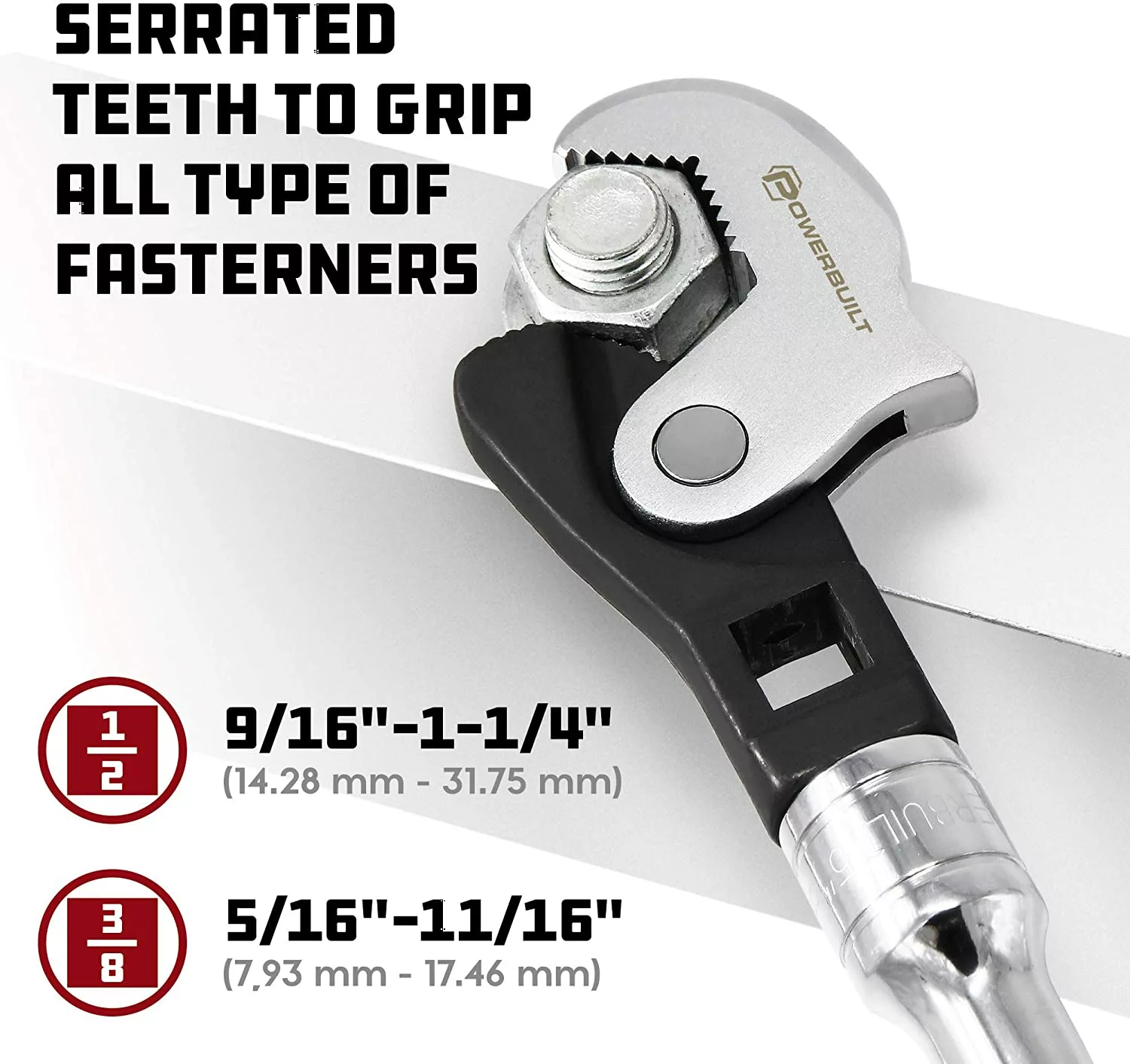 Powerbuilt 2 Piece Spring-Loaded Auto Size Adjusting Crowfoot Wrench Set, Universal Wrench , Multi-Size Wrench, Self-Adjusting Wrench, Pow 3 Powerbuilt 2 Piece Spring-Loaded Auto Size Adjusting Crowfoot Wrench Set, Universal Wrench , Multi-Size Wrench, Self-Adjusting Wrench, Pow - Image 3