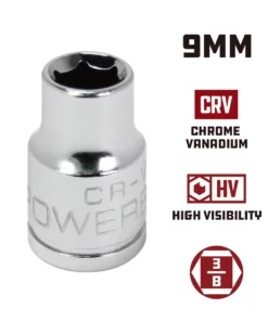 Powerbuilt 3/8 in. Drive x 9mm 6 Point Metric Socket - 940024 -Hot Sale Powerbuilt Shop 940024 9mm 02