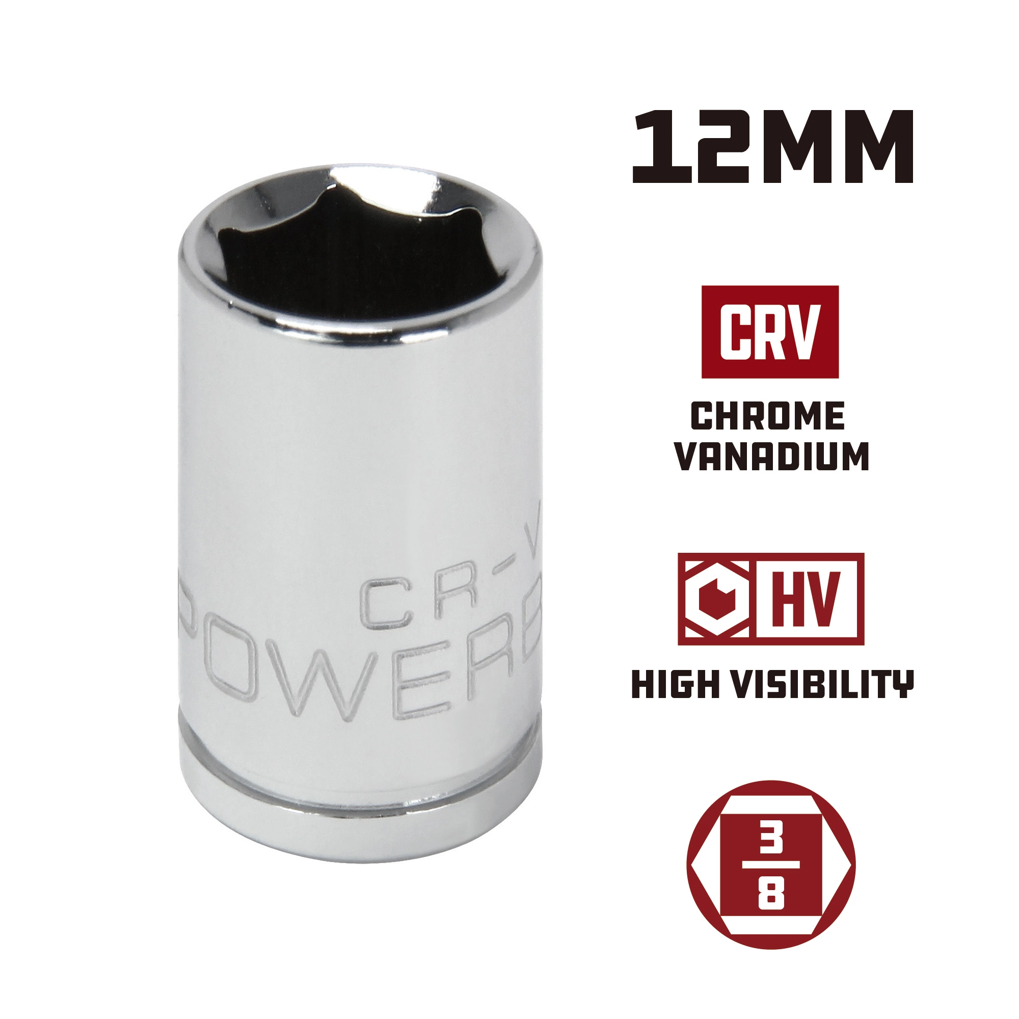 Powerbuilt 3/8 in. Drive x 12mm 6 Point Metric Socket 12mm - 940027 5 Powerbuilt 3/8 in. Drive x 12mm 6 Point Metric Socket 12mm - 940027 - Image 5