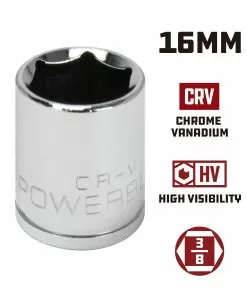 Powerbuilt 3/8 in. Drive x 16mm 6 Point Metric Socket - 940031 9 Powerbuilt 3/8 in. Drive x 16mm 6 Point Metric Socket - 940031 -Hot Sale Powerbuilt Shop 940031 16mm 02