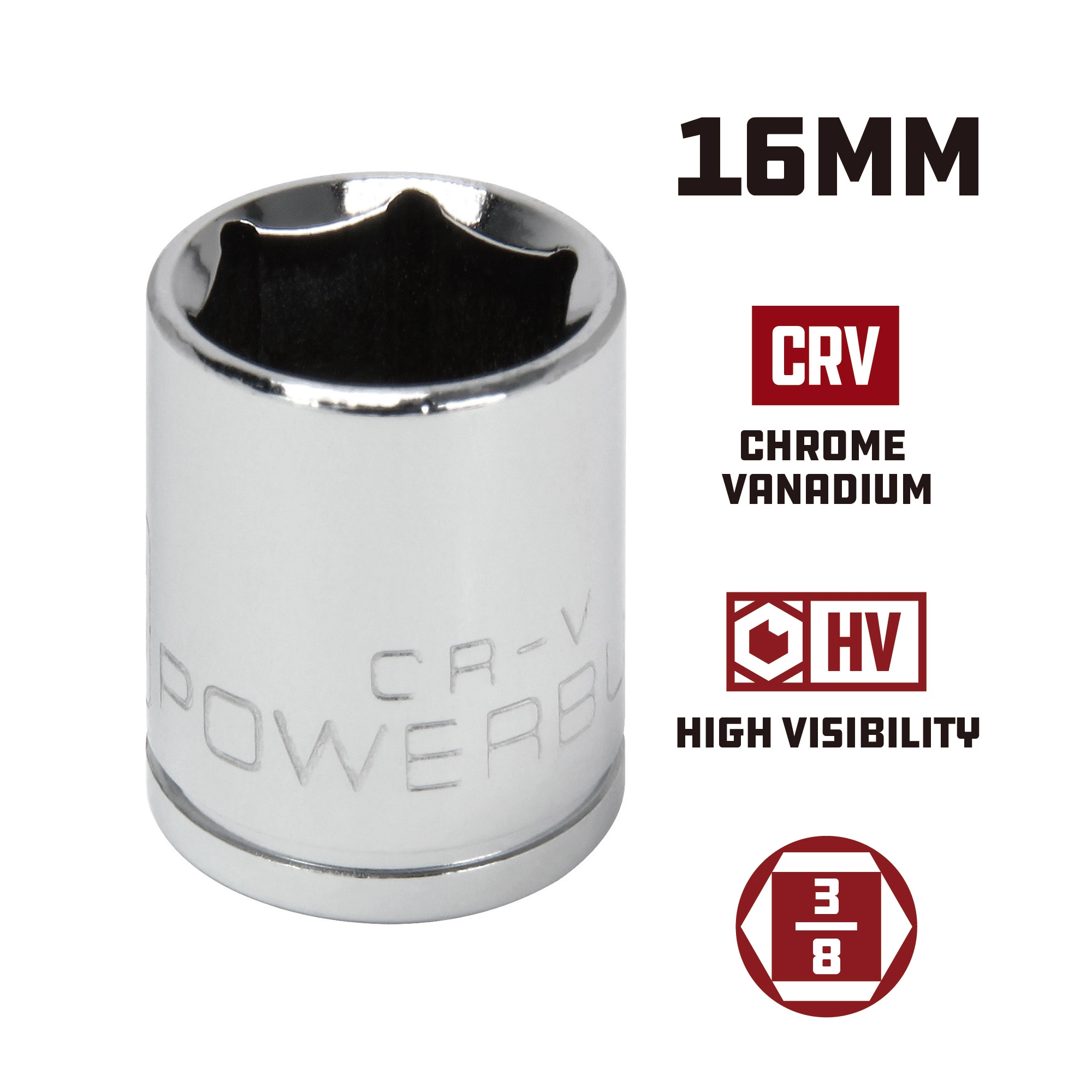 Powerbuilt 3/8 in. Drive x 16mm 6 Point Metric Socket - 940031 5 Powerbuilt 3/8 in. Drive x 16mm 6 Point Metric Socket - 940031 - Image 5