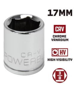 Powerbuilt 3/8 in. Drive x 17mm 6 Point Metric Socket - 940032 -Hot Sale Powerbuilt Shop 940032 17mm 02