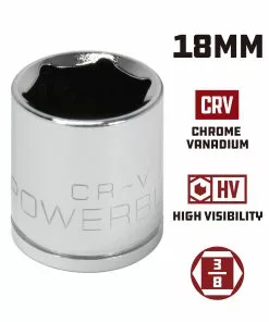 Powerbuilt 3/8 in. Drive x 18mm 6 Point Metric Socket - 940033 -Hot Sale Powerbuilt Shop 940033 18mm 02