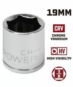 Powerbuilt 3/8 in. Drive x 19mm 6 Point Metric Socket - 940034 -Hot Sale Powerbuilt Shop 940034 19mm 02