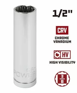 Powerbuilt 3/8 in. Drive x 1/2 in. 12 Point SAE Deep Socket - 940046 9 Powerbuilt 3/8 in. Drive x 1/2 in. 12 Point SAE Deep Socket - 940046 -Hot Sale Powerbuilt Shop 940046 1 2 02