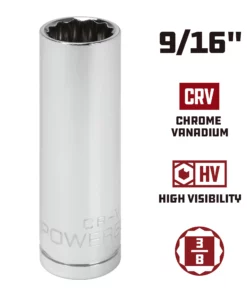 Powerbuilt 3/8 in. Drive x 9/16 in. 12 Point SAE Deep Socket - 940047 -Hot Sale Powerbuilt Shop 940047 9 16 02