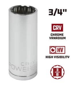 Powerbuilt 3/8 in. Drive x 3/4 in. 12 Point SAE Deep Socket - 940050 9 Powerbuilt 3/8 in. Drive x 3/4 in. 12 Point SAE Deep Socket - 940050 -Hot Sale Powerbuilt Shop 940050 3 4 02
