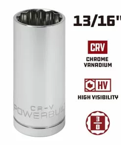 Powerbuilt 3/8 in. Drive x 13/16 in. 12 Point SAE Deep Socket - 940051 -Hot Sale Powerbuilt Shop 940051 13 16 02