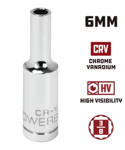 Powerbuilt 3/8 in. Drive x 6mm 12 Point Metric Deep Socket - 940056 -Hot Sale Powerbuilt Shop 940056 6mm 02