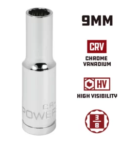 Powerbuilt 3/8 in. Drive x 9mm 12 Point Metric Deep Socket - 940059 9 Powerbuilt 3/8 in. Drive x 9mm 12 Point Metric Deep Socket - 940059 -Hot Sale Powerbuilt Shop 940059 9mm 02