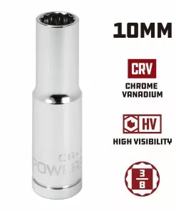 Powerbuilt 3/8 in. Drive x 10mm 12 Point Metric Deep Socket - 940060 9 Powerbuilt 3/8 in. Drive x 10mm 12 Point Metric Deep Socket - 940060 -Hot Sale Powerbuilt Shop 940060 10mm 02