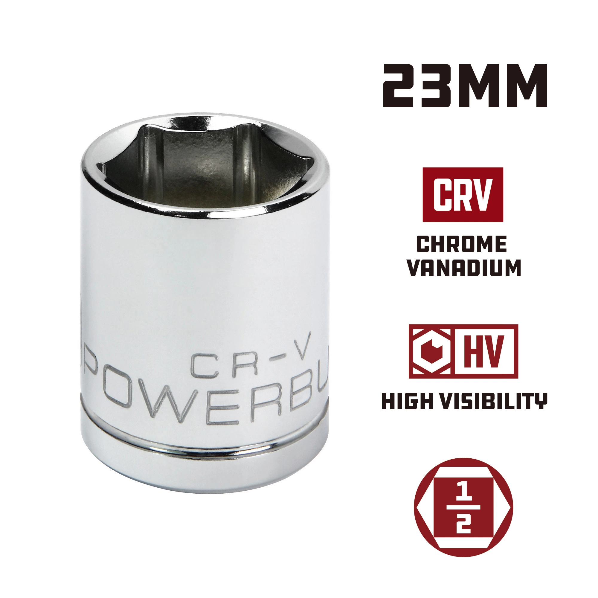 Powerbuilt 1/2 in. Drive x 23mm 6 Point Socket - 940100 5 Powerbuilt 1/2 in. Drive x 23mm 6 Point Socket - 940100 - Image 5