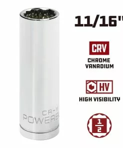 Powerbuilt 1/2 in. Drive x 11/16 in. 12 Point Deep Socket - 940133 9 Powerbuilt 1/2 in. Drive x 11/16 in. 12 Point Deep Socket - 940133 -Hot Sale Powerbuilt Shop 940133 11 16 02