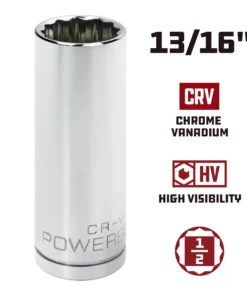 Powerbuilt 1/2 in. Drive x 13/16 in. 12 Point Deep Socket - 940135 -Hot Sale Powerbuilt Shop 940135 13 16 02