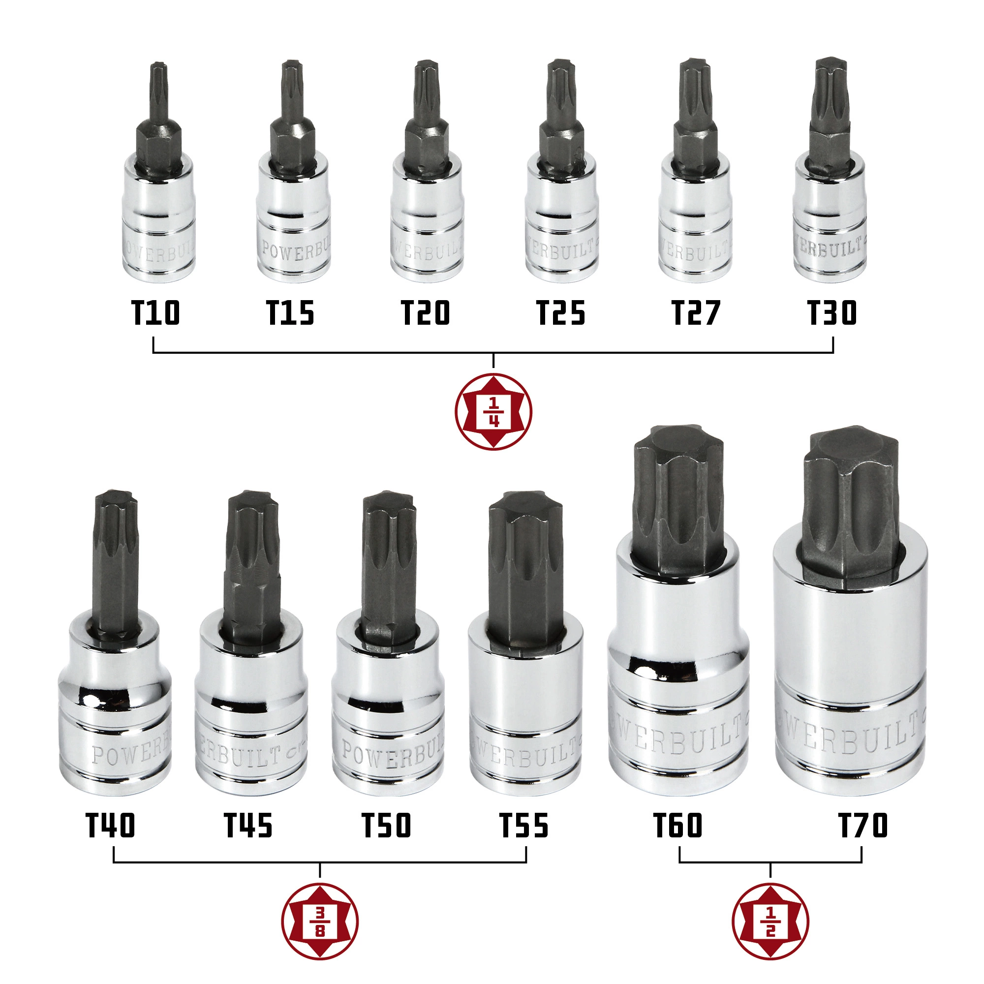 Powerbuilt 13 Piece Star Bit Socket Set - 940146 2 Powerbuilt 13 Piece Star Bit Socket Set - 940146 - Image 2