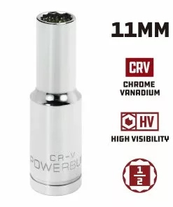 Powerbuilt 1/2 in. Drive X 11mm 12 Point Deep Socket - 940152 9 Powerbuilt 1/2 in. Drive X 11mm 12 Point Deep Socket - 940152 -Hot Sale Powerbuilt Shop 940152 11mm 02