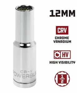 Powerbuilt 1/2" Drive x 12mm 12 Point Deep Socket - 940153 -Hot Sale Powerbuilt Shop 940153 12mm 02