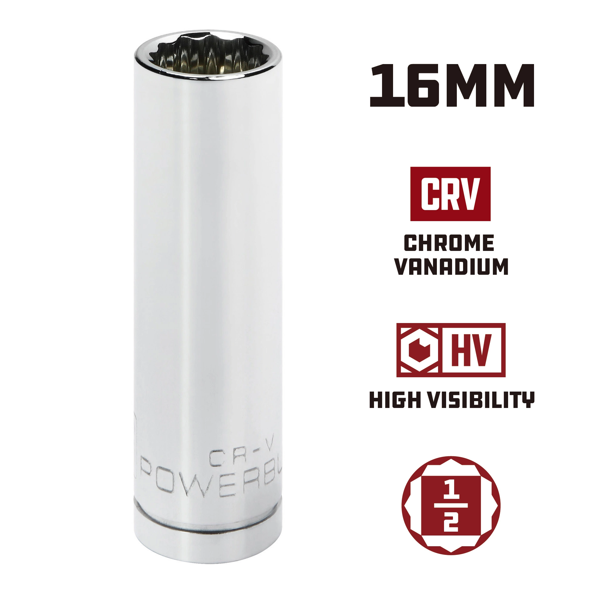 Powerbuilt 1/2 in. Drive x 16mm 12 Point Deep Socket - 940157 5 Powerbuilt 1/2 in. Drive x 16mm 12 Point Deep Socket - 940157 - Image 5