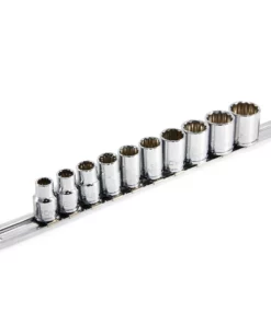 Powerbuilt 10 Pc. 3/8 in. Drive Metri Socket Set, Socket Rail - 940177