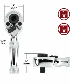 Powerbuilt 1/4 Inch Drive 72 Tooth Dual Head Stubby Ratchet - 940478 -Hot Sale Powerbuilt Shop 940478 02