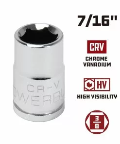 Powerbuilt 3/8 in. Drive x 7/16 in. 6 Point SAE Socket - 940526 9 Powerbuilt 3/8 in. Drive x 7/16 in. 6 Point SAE Socket - 940526 -Hot Sale Powerbuilt Shop 940526 7 16 02