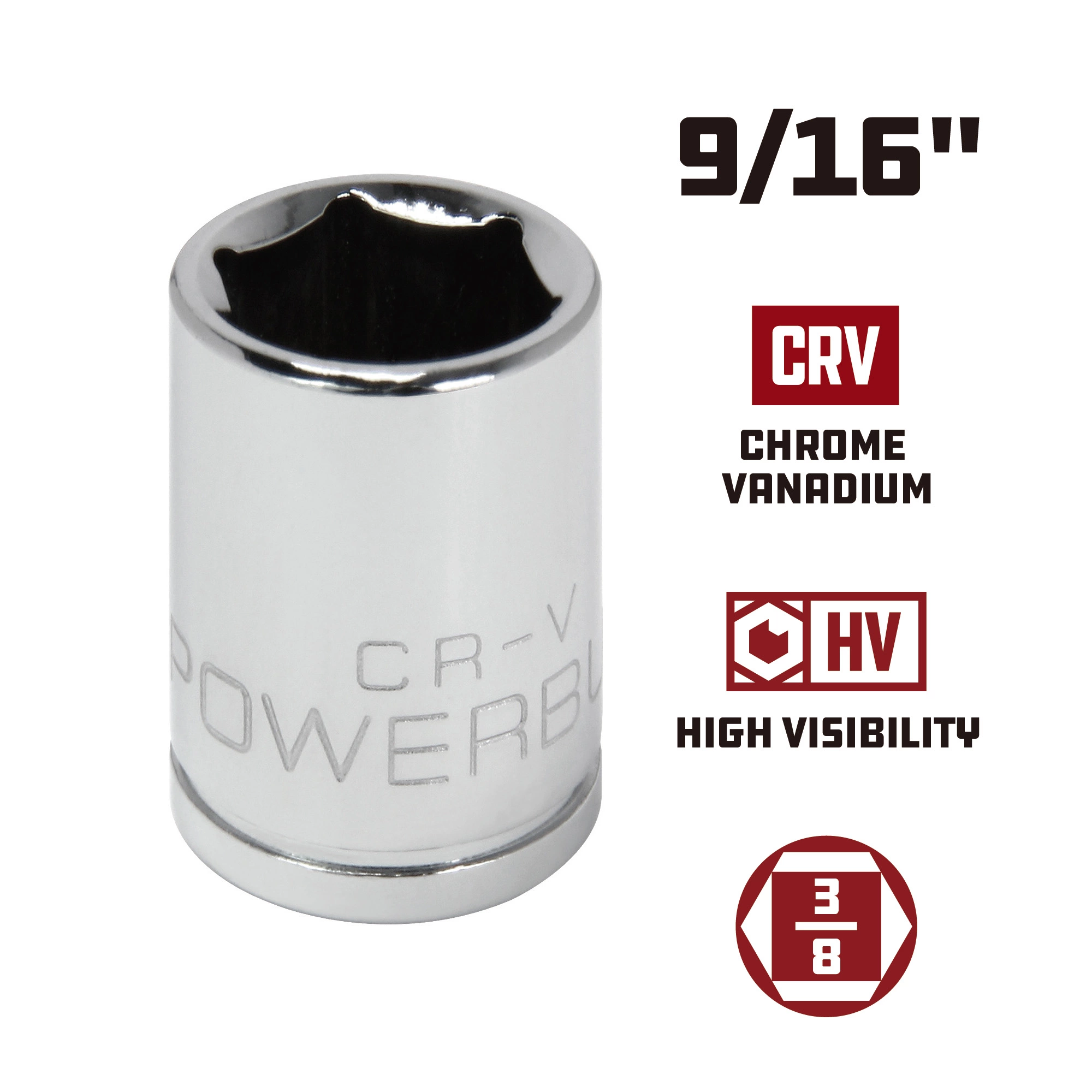 Powerbuilt 3/8 in. Drive x 9/16 in. 6 Point SAE Socket - 940528 5 Powerbuilt 3/8 in. Drive x 9/16 in. 6 Point SAE Socket - 940528 - Image 5