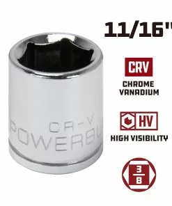 Powerbuilt 3/8 in. Drive x 11/16 in. 6 Point SAE Socket - 940530 -Hot Sale Powerbuilt Shop 940530 11 16 02