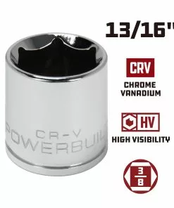Powerbuilt 3/8 in. Drive x 13/16 in. 6 Point SAE Socket - 940532 9 Powerbuilt 3/8 in. Drive x 13/16 in. 6 Point SAE Socket - 940532 -Hot Sale Powerbuilt Shop 940532 13 16 02
