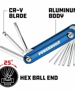 Powerbuilt 9 Pc. SAE Ball End Folding Hex Wrench Set, 1/16" to 1/4", 940785 -Hot Sale Powerbuilt Shop 940785 03