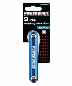 Powerbuilt 9 Pc. SAE Ball End Folding Hex Wrench Set, 1/16" to 1/4", 940785 -Hot Sale Powerbuilt Shop 940785 04