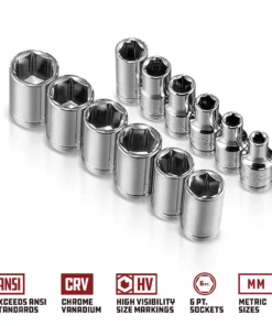 Powerbuilt 30 Pc. 1/4 in. Drive Metric Socket Set - 940836 -Hot Sale Powerbuilt Shop 940836 04