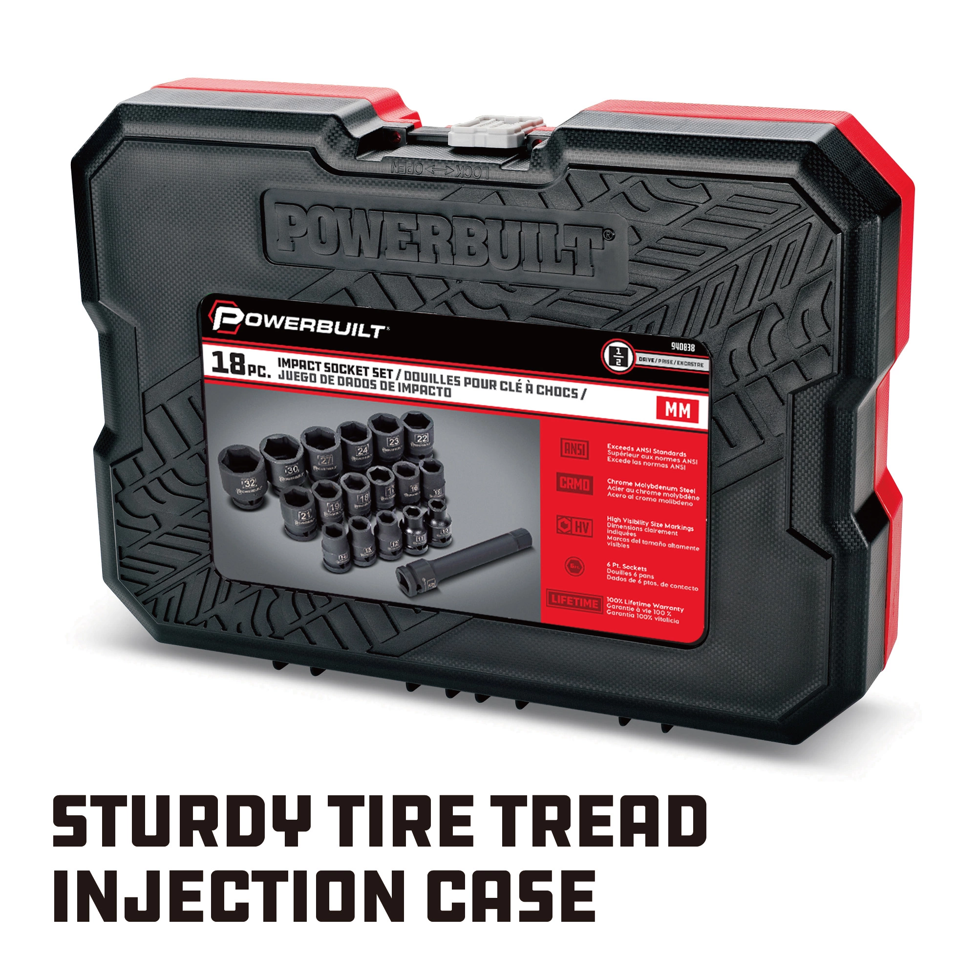 Powerbuilt 18 Piece 1/2 Inch Drive 6 Point Metric Impact Socket Set - 940838 4 Powerbuilt 18 Piece 1/2 Inch Drive 6 Point Metric Impact Socket Set - 940838 - Image 4