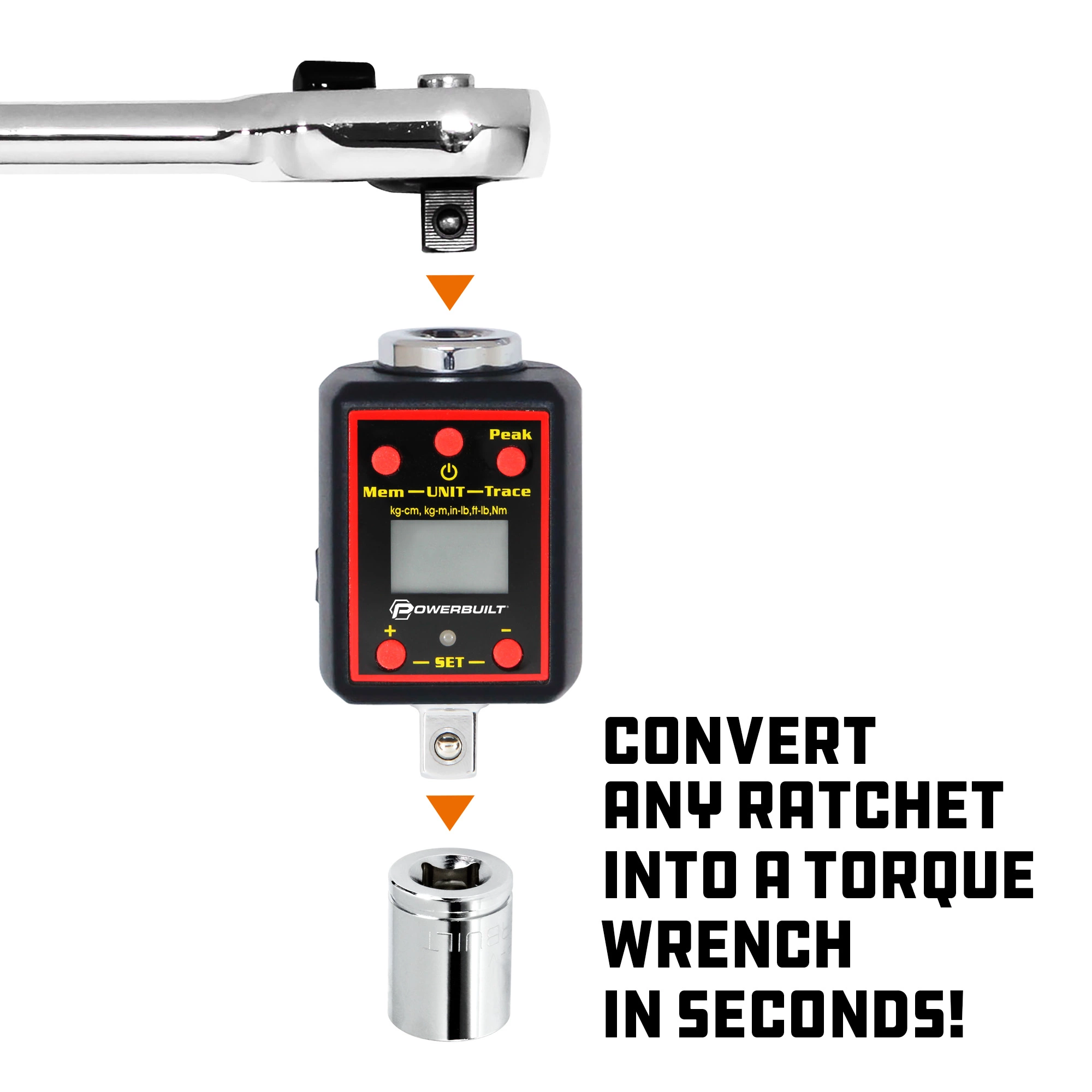 Powerbuilt 1/2 Inch Drive Digital Torque Socket Adapter - 940962 5 Powerbuilt 1/2 Inch Drive Digital Torque Socket Adapter - 940962 - Image 5