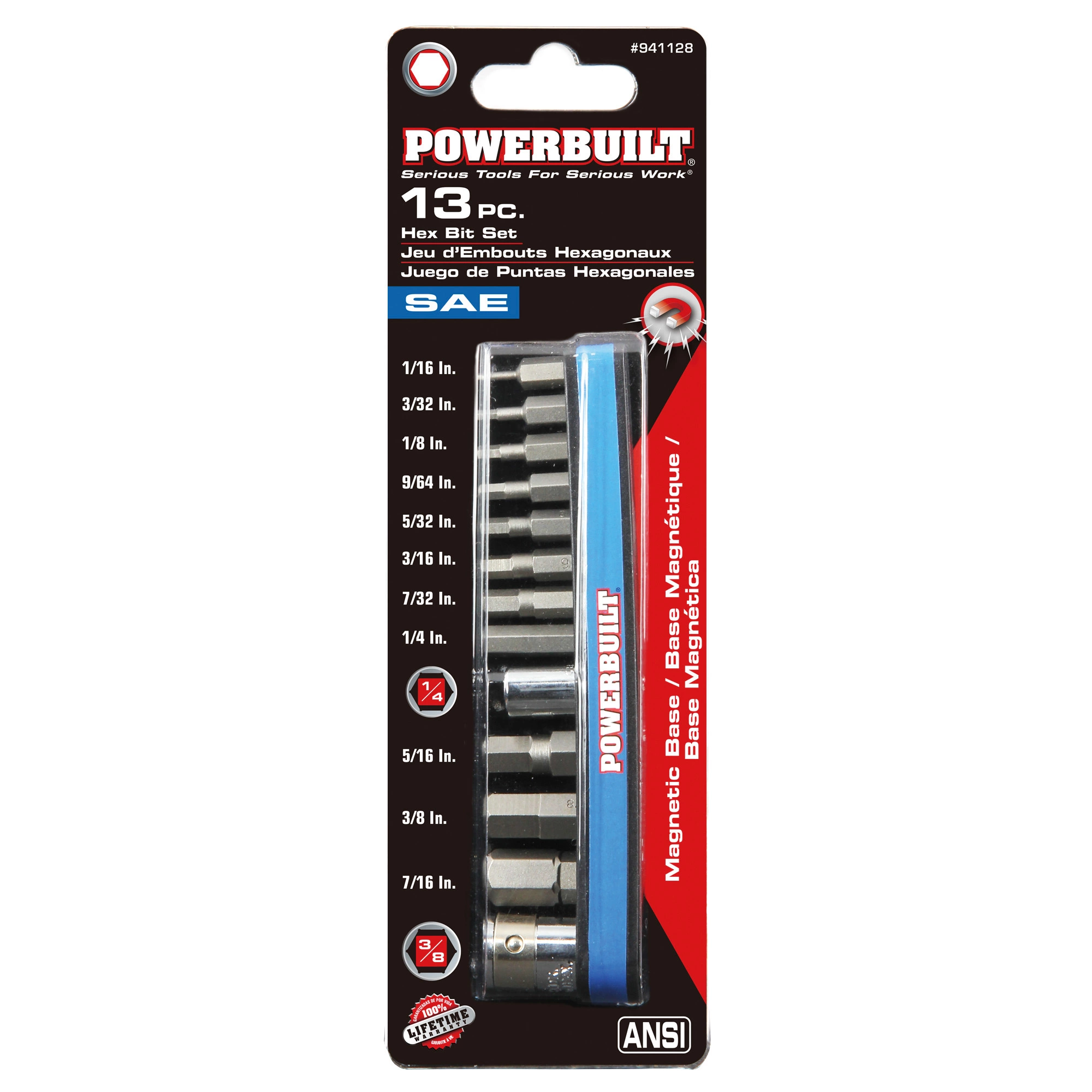 Powerbuilt 13 Piece SAE Hex Bit Set with Magnetic Holder, 1/16" to 1/4" - 941128 4 Powerbuilt 13 Piece SAE Hex Bit Set with Magnetic Holder, 1/16" to 1/4" - 941128 - Image 4