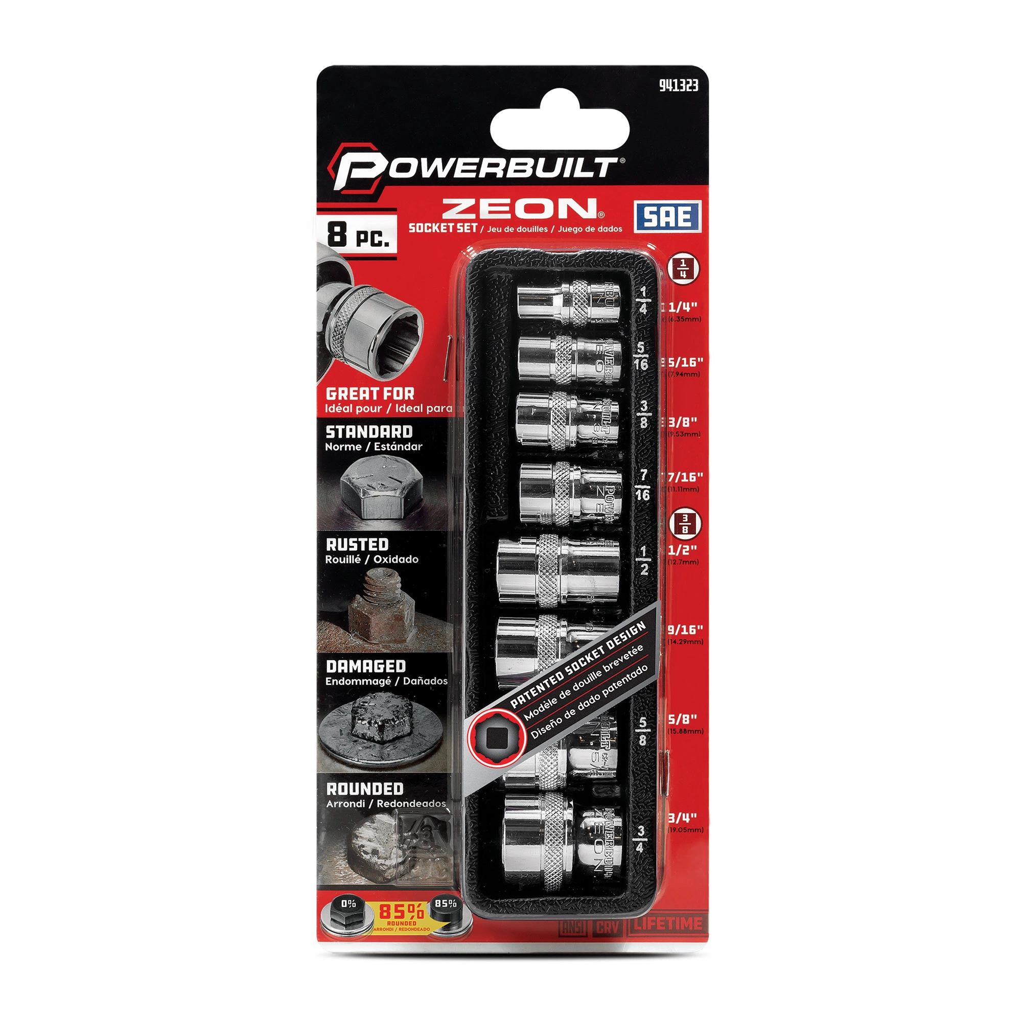 Powerbuilt 8 Piece Zeon SAE Socket Set for Damaged Bolts - 941323 4 Powerbuilt 8 Piece Zeon SAE Socket Set for Damaged Bolts - 941323 - Image 4