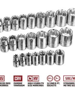 Powerbuilt 26 Pc. 1/4 in. and 3/8 in. Drive SAE and Metric Socket Set - 941331 -Hot Sale Powerbuilt Shop 941331 04