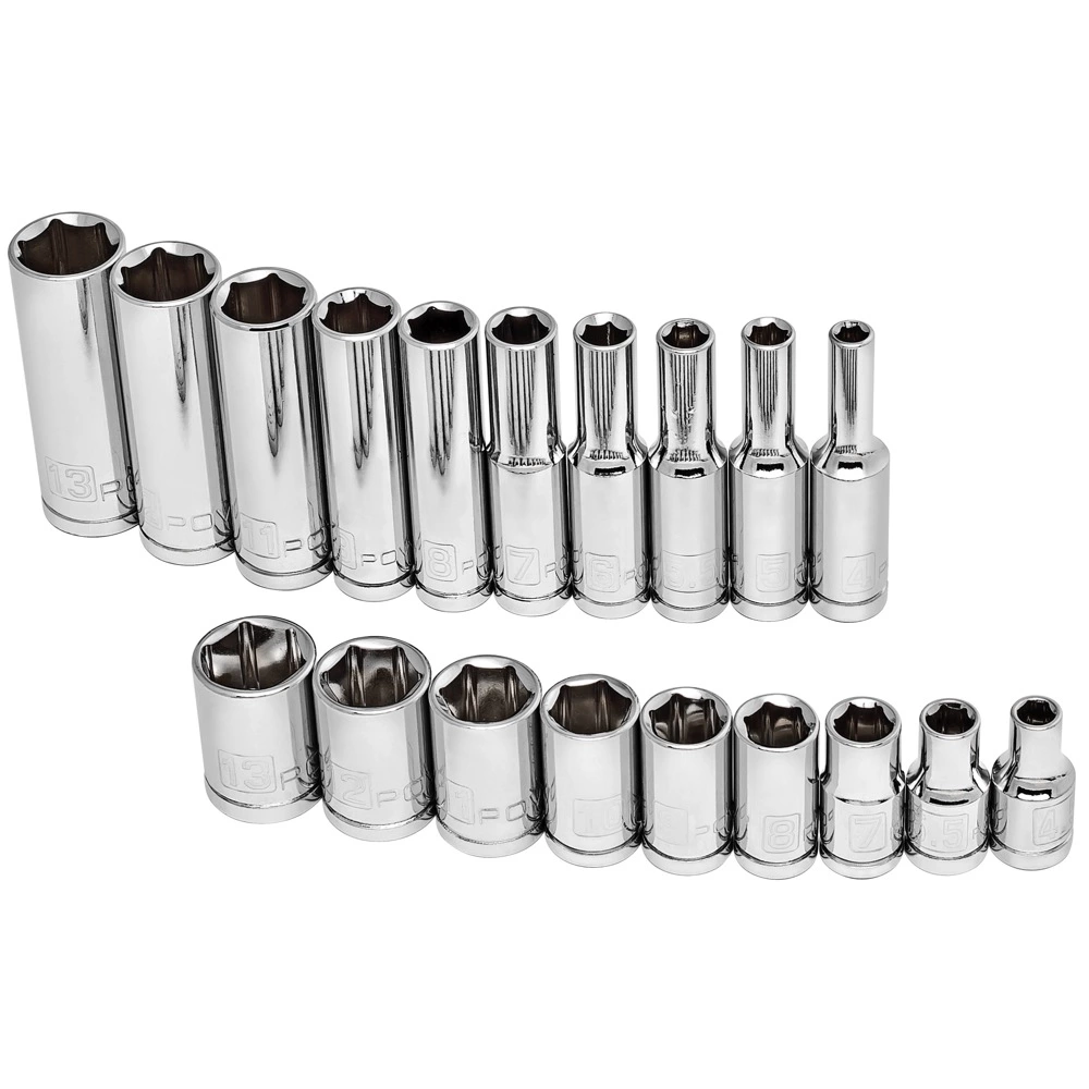 Powerbuilt 19 Piece 1/4" Dr. Metric Socket Set 6 pt. Deep and Standard - 941535 1 Powerbuilt 19 Piece 1/4" Dr. Metric Socket Set 6 pt. Deep and Standard - 941535