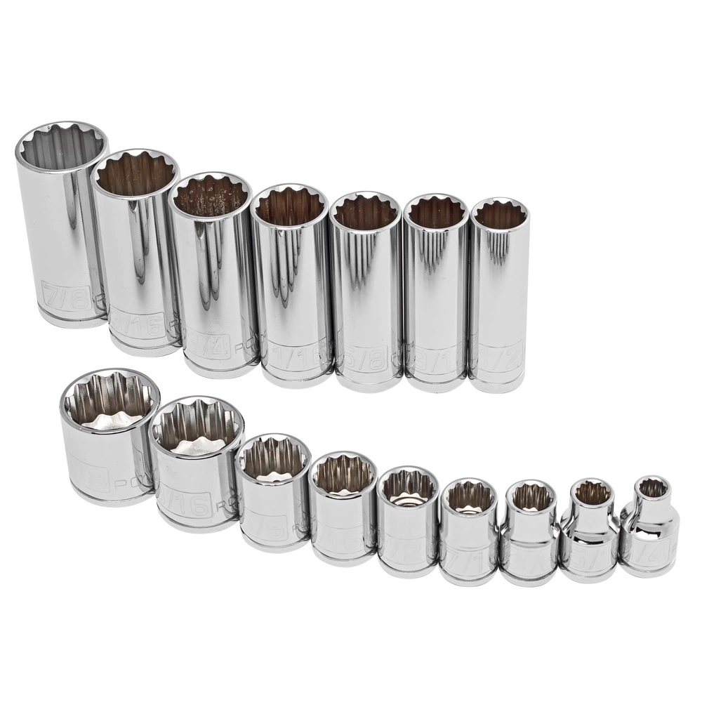 Powerbuilt 16 Piece 3/8" Dr. SAE Socket Set 12 pt. Deep and Standard - 941539 1 Powerbuilt 16 Piece 3/8" Dr. SAE Socket Set 12 pt. Deep and Standard - 941539