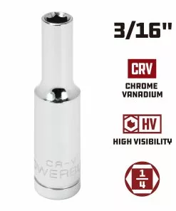 Powerbuilt 1/4 Inch Drive x 3/16 Inch 6 Point Deep Socket - 948308 -Hot Sale Powerbuilt Shop 948308 3 16 02