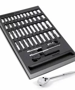 Powerbuilt 47 Piece Pro Tech 1/4 in. Dr. SAE & Metric Socket Set - 949004