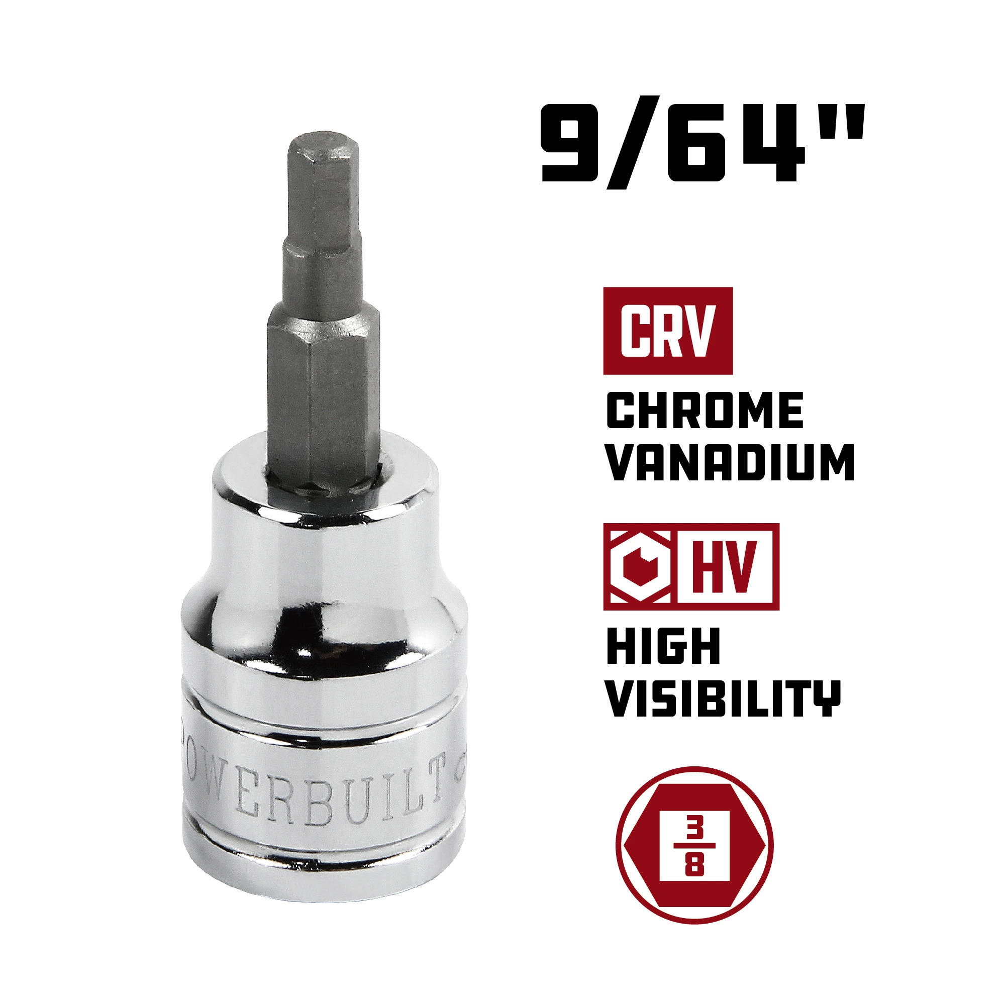 Powerbuilt 3/8 Inch Drive x 9/64 Inch Hex Bit Socket - 940144 5 Powerbuilt 3/8 Inch Drive x 9/64 Inch Hex Bit Socket - 940144 - Image 5