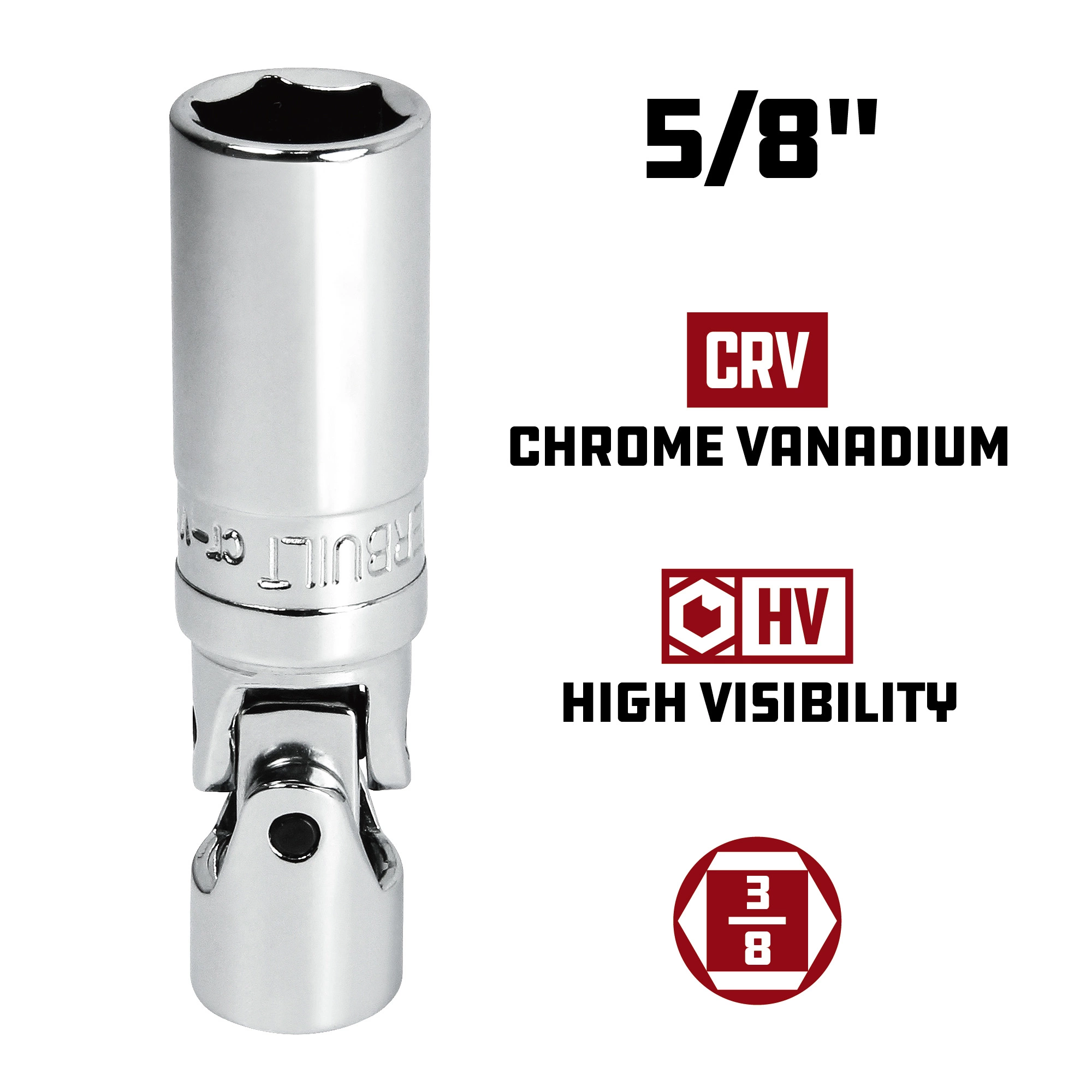 Powerbuilt 3/8-Inch Drive 5/8-Inch U-Joint Spark Plug Socket - 643002 4 Powerbuilt 3/8-Inch Drive 5/8-Inch U-Joint Spark Plug Socket - 643002 - Image 4