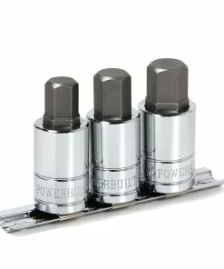 Powerbuilt 3 Piece 1/2 Inch Drive Metric Hex Bit Socket Set - 641862