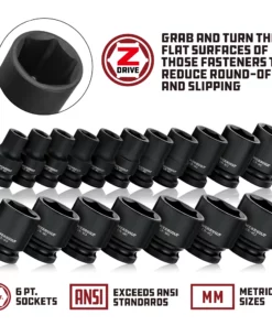 Powerbuilt 1/2 Inch Drive x 15 MM 6 Point Deep Impact Socket - 647184 -Hot Sale Powerbuilt Shop impact20socket mm 17