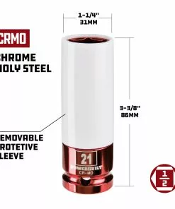 Powerbuilt 2 Piece Metric 19mm and 21mm Wheel Lug Nut Socket Set - 642397 -Hot Sale Powerbuilt Shop lug20nut20socket 21mm 2