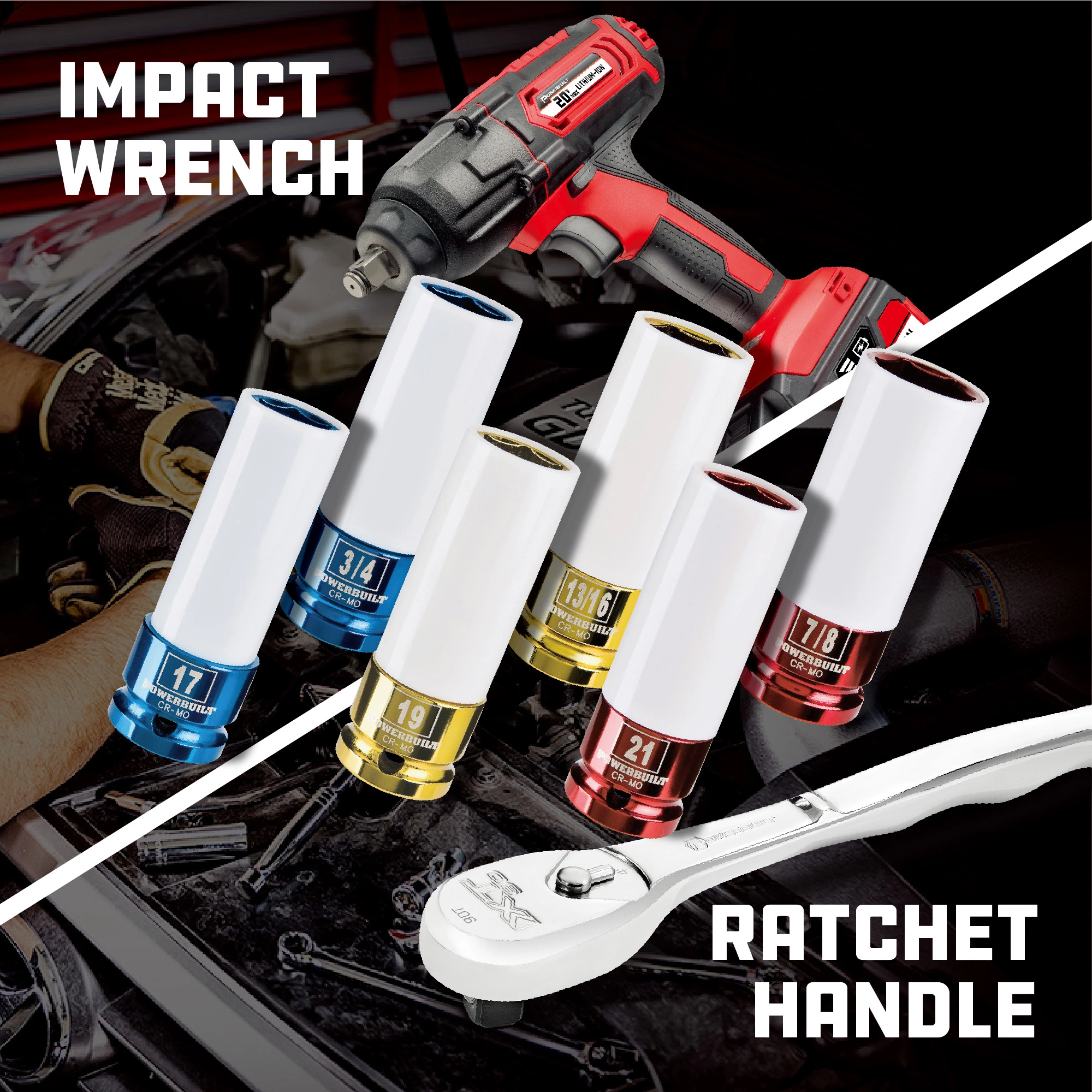 Powerbuilt 3 Piece SAE 3/4", 13/16", 7/8" Wheel Lug Nut Socket Set - 940845 7 Powerbuilt 3 Piece SAE 3/4", 13/16", 7/8" Wheel Lug Nut Socket Set - 940845 - Image 7