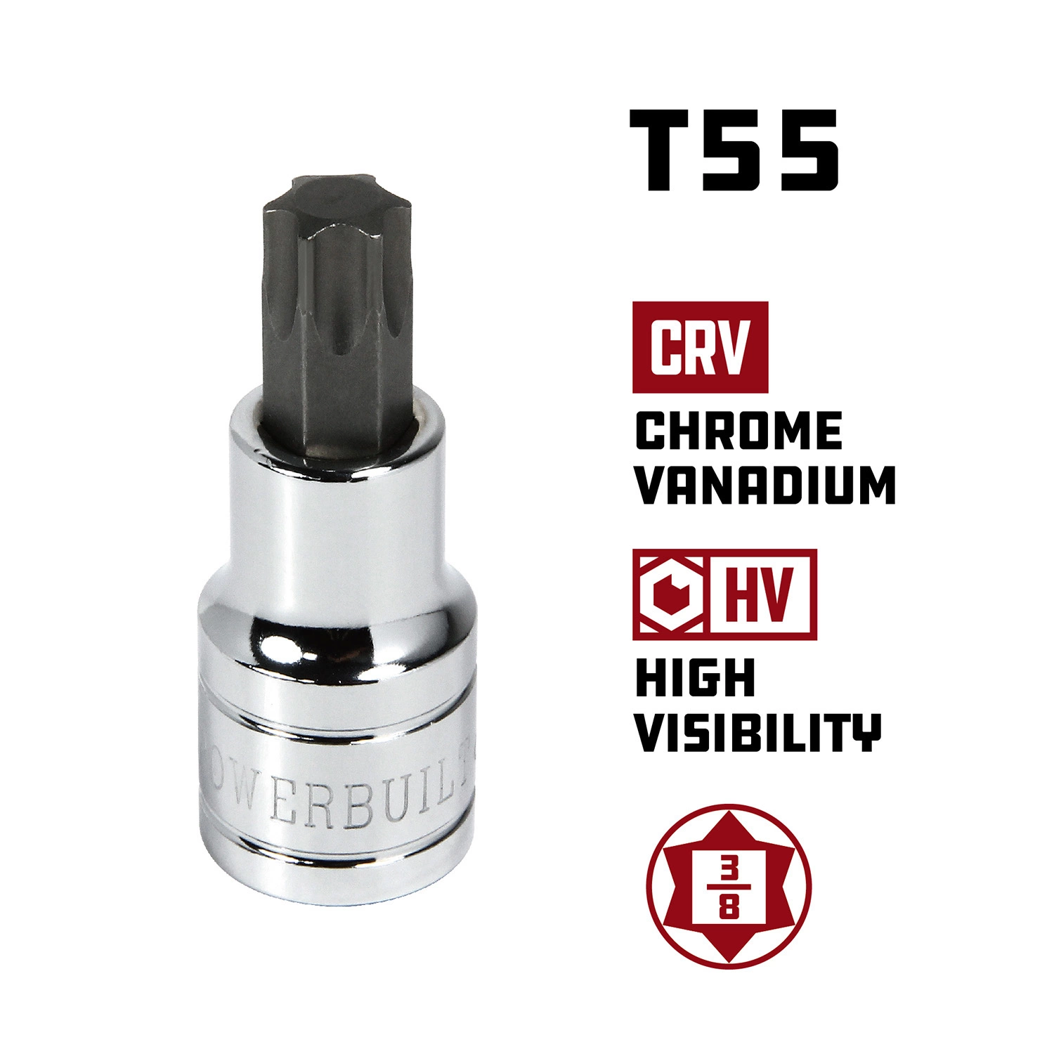 Powerbuilt 3/8 Inch Drive T-55 Star Bit Socket - 641692 2 Powerbuilt 3/8 Inch Drive T-55 Star Bit Socket - 641692 - Image 2