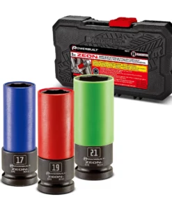 Powerbuilt 3 PC Zeon Metric Lug Nut Socket Set for Damaged Lug Nuts - 240098